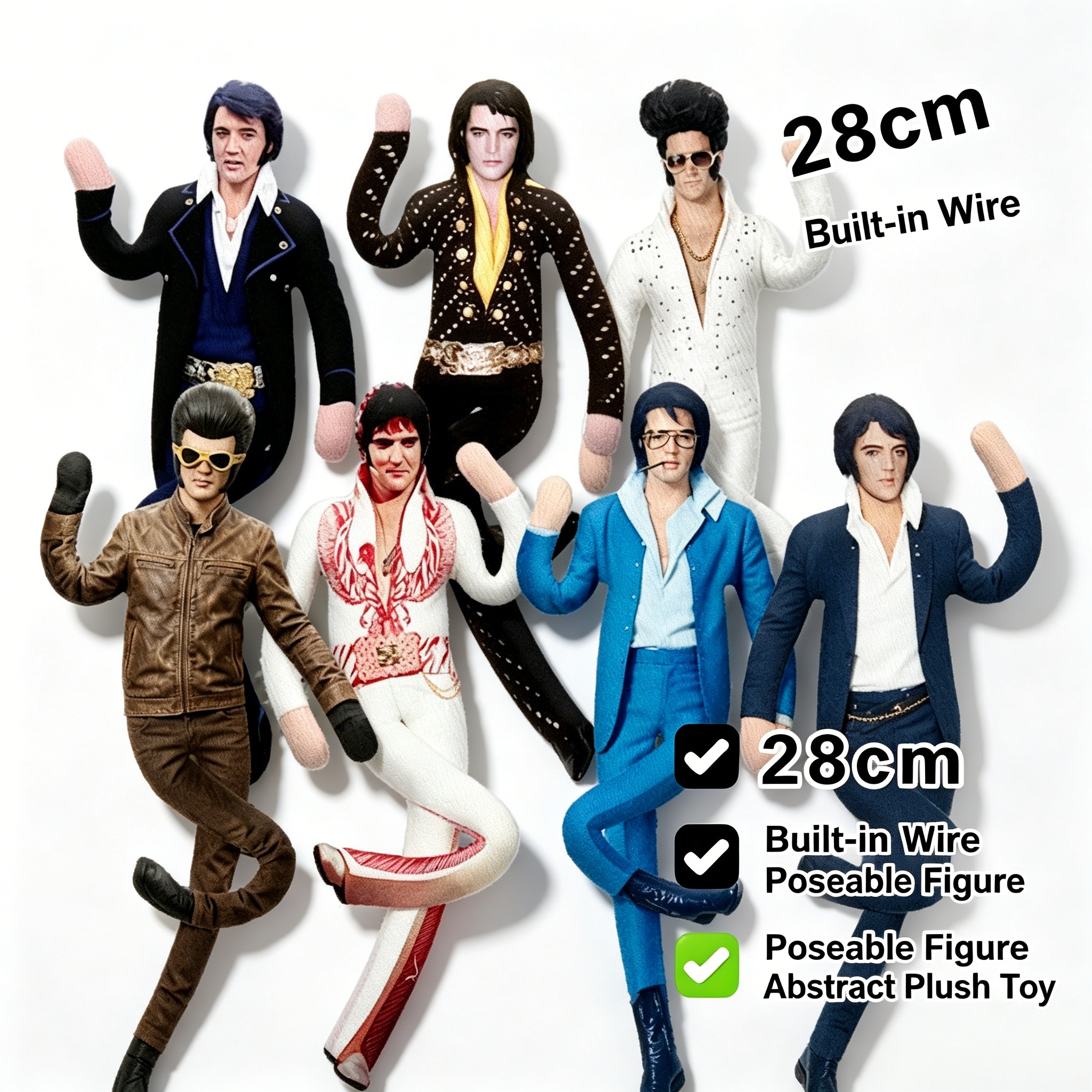 Soft Plush Doll - Elvis Plush Doll Built-in Wire Skeleton