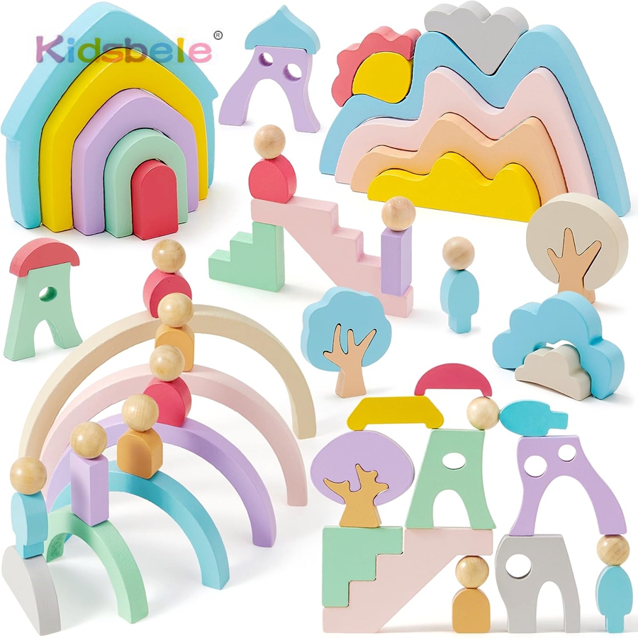 Kids Toys Little People - Kid DIY Montessori Wooden Building Block