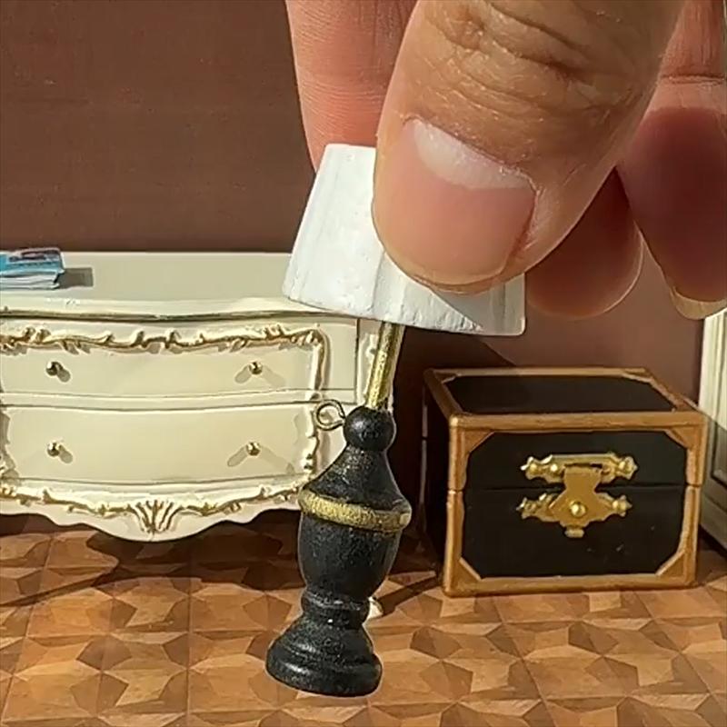 Kids Toys Play - [JN] 1:12 Dollhouse Miniature Wooden Lamp