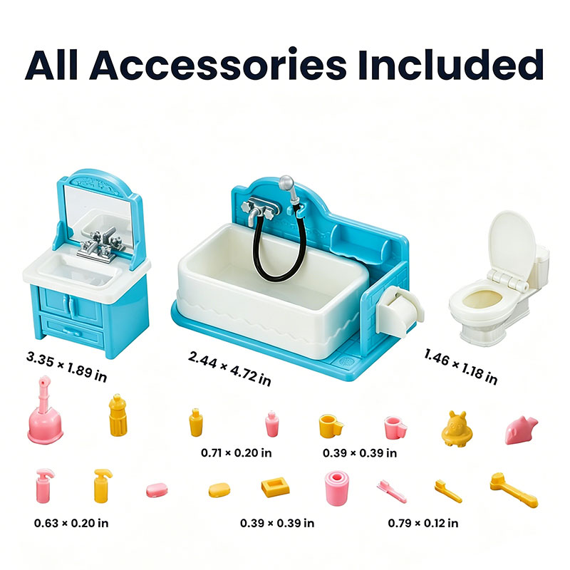 Dollhouse Bathroom Set 1:12 Mi - đánh giá và giá Kids Toys Play